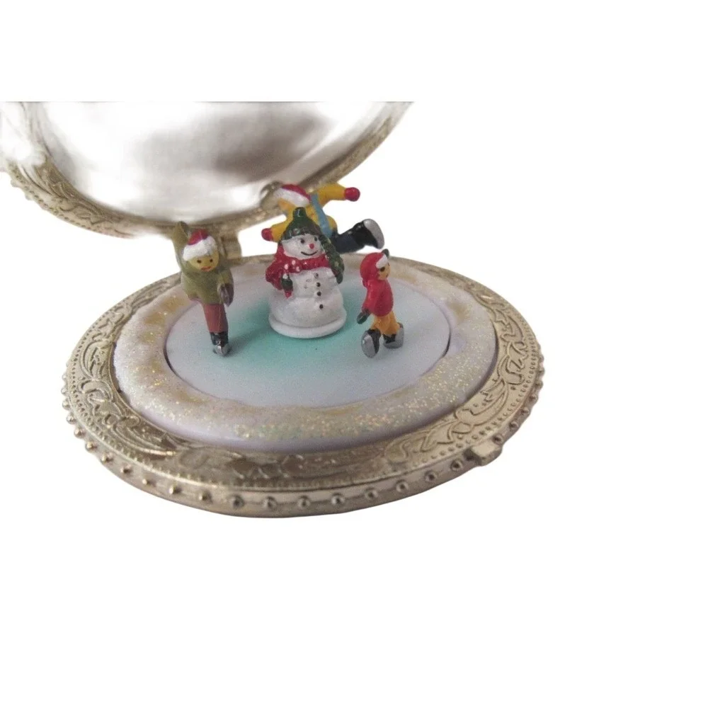Snowman Music Box Christmas‎ Ornament w Teddy Bear Tree - Music Box Inoperabke
